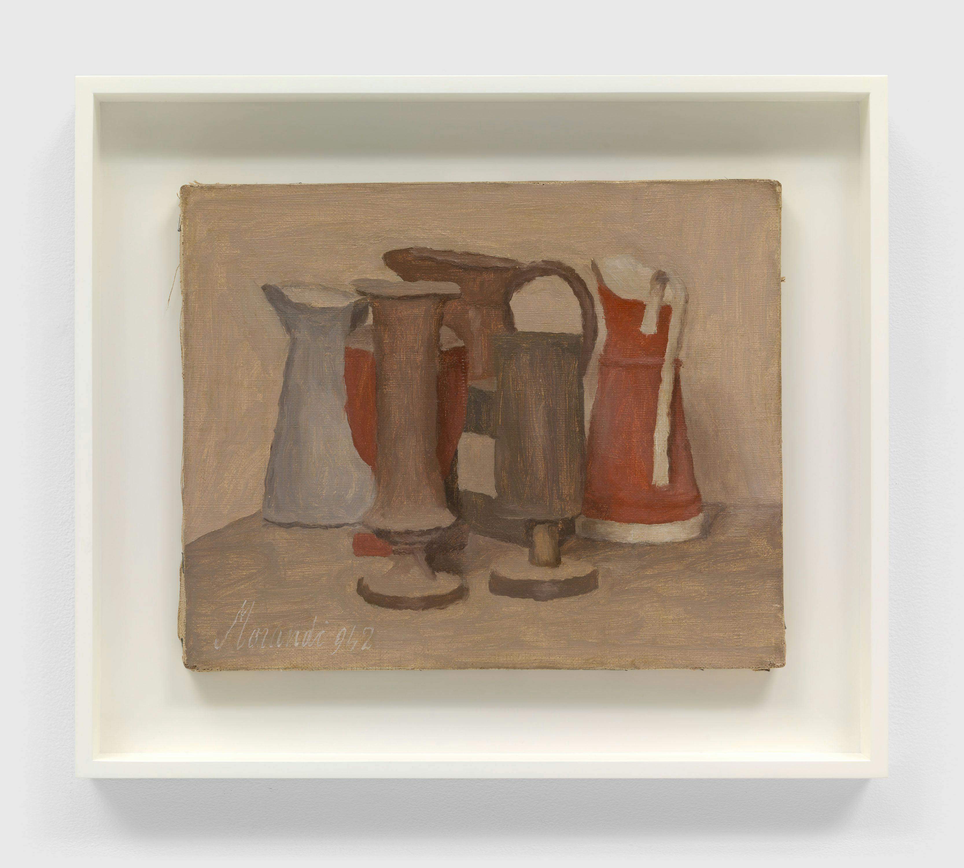 A painting by Giorgio Morandi, titled Natura morta, dated 1942.